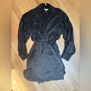 Lunya Short Silk Robe Black M EUC